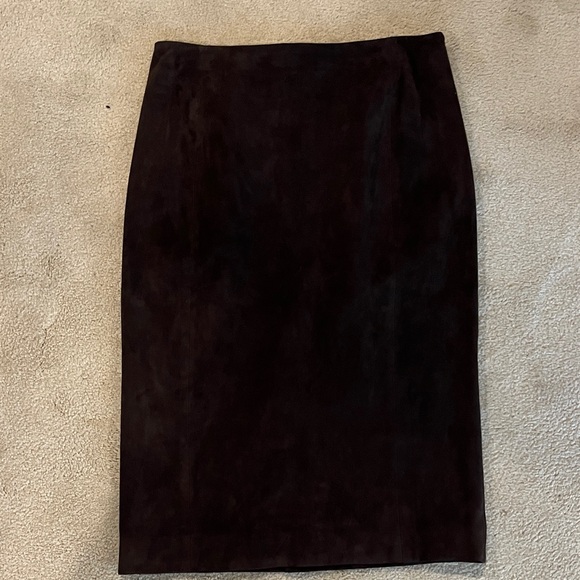 Carlisle dark, brown suede Classic Pencil Skirt - Picture 1 of 9